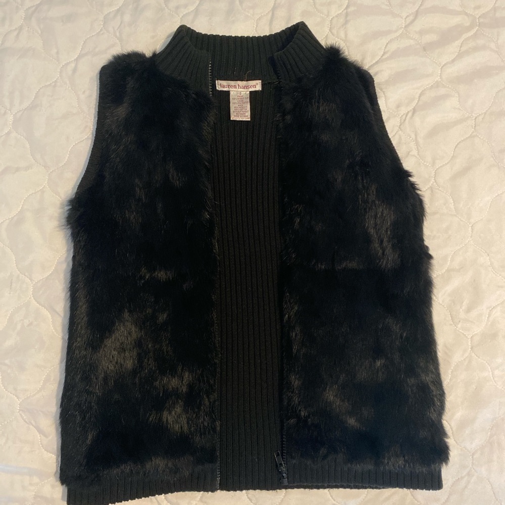 Lauren hansen Black Faux Fur Vest